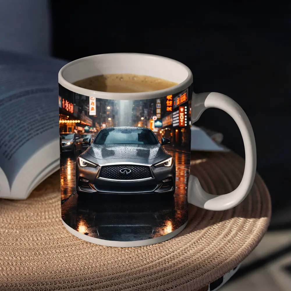 Infiniti Q60 Rainy City Street Night – Mugs