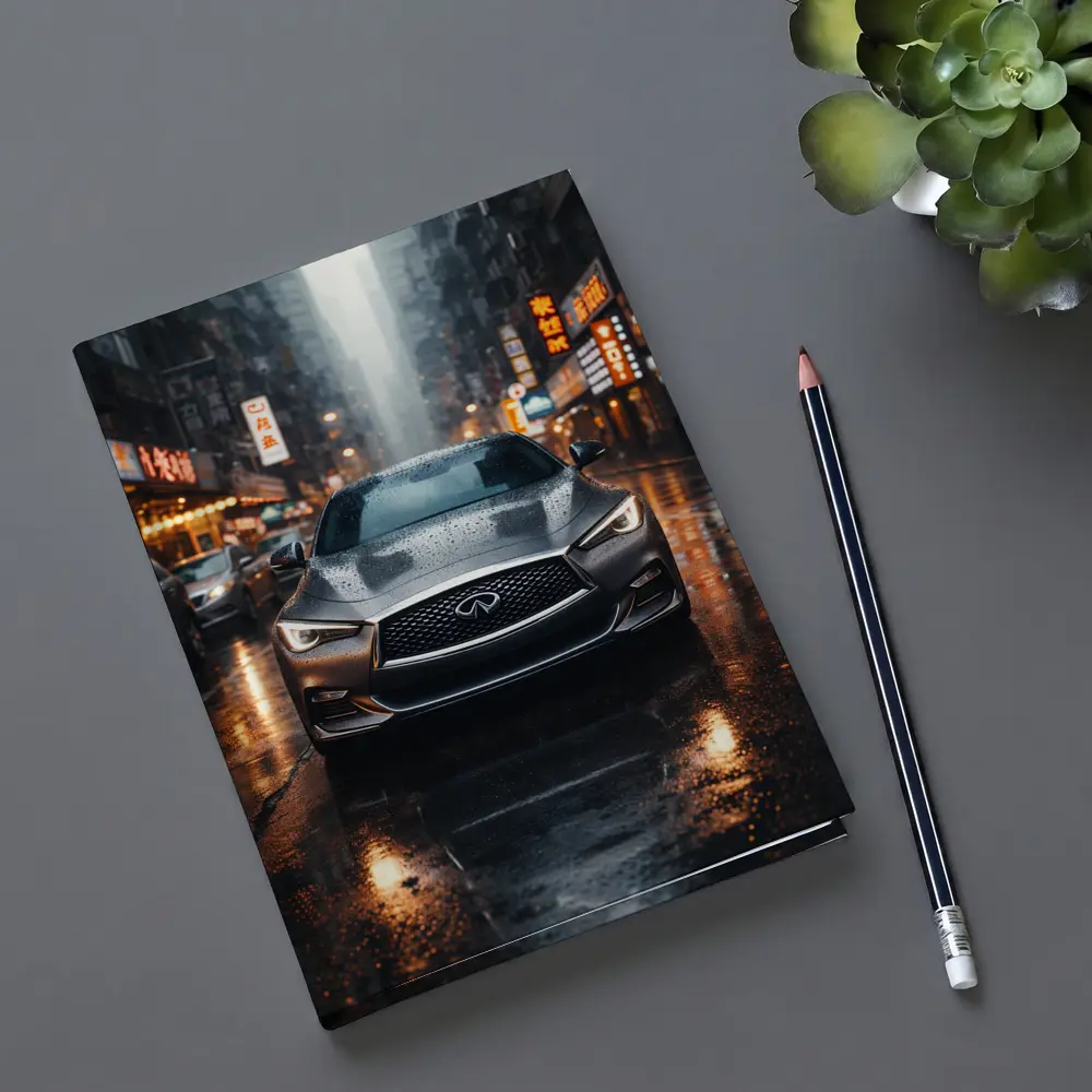 Infiniti Q60 Rainy City Street Night – Notebooks