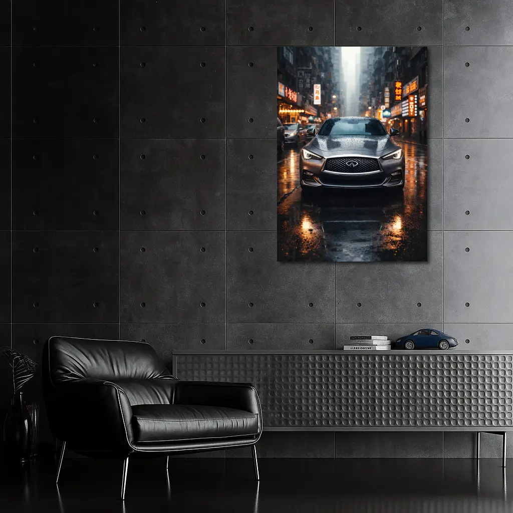 Infiniti Q60 Rainy City Street Night – Wall Art