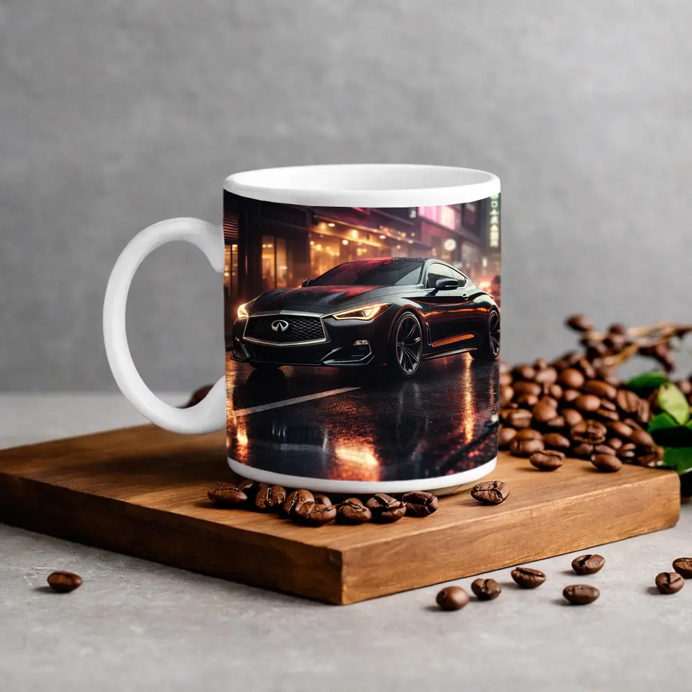 Infiniti Q60 Wet City Street Night – Mugs