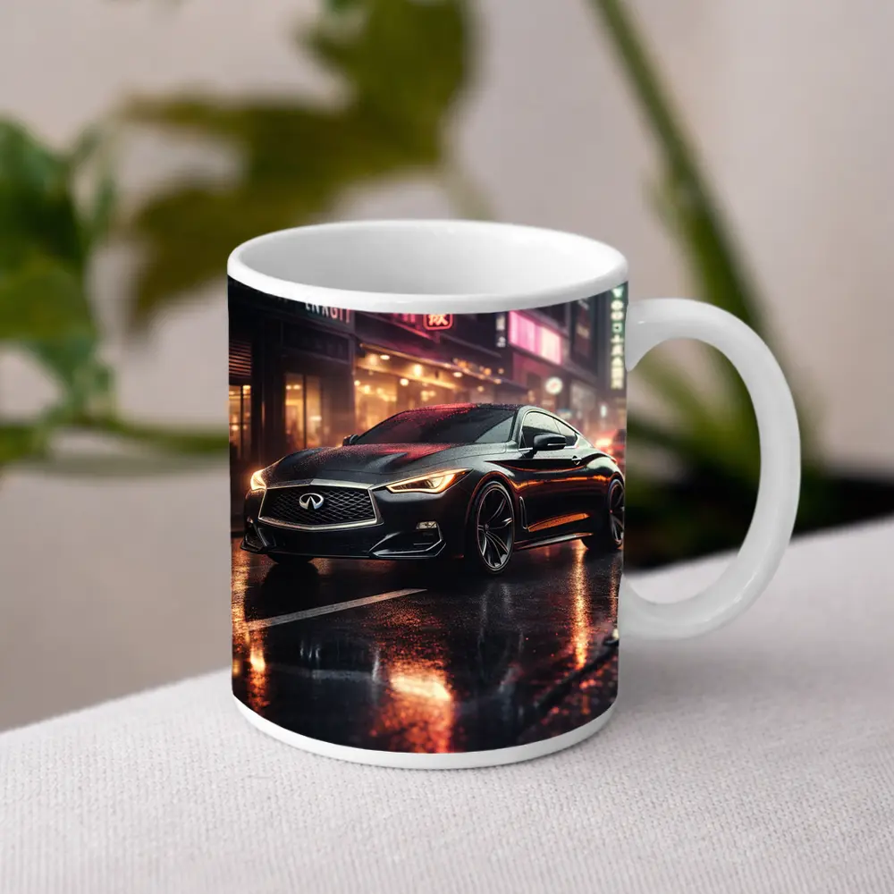 Infiniti Q60 Wet City Street Night – Mugs