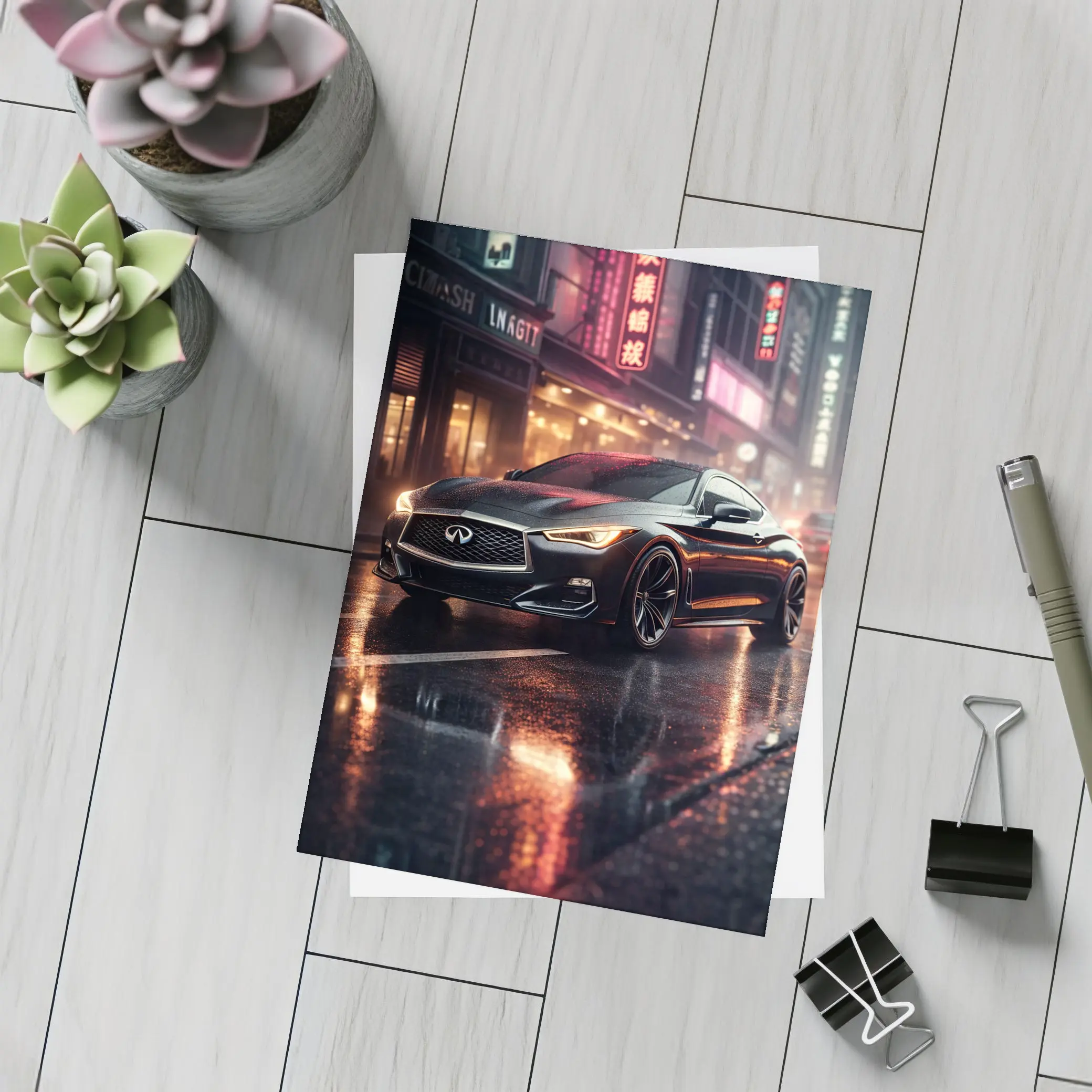 Infiniti Q60 Wet City Street Night – Postcards
