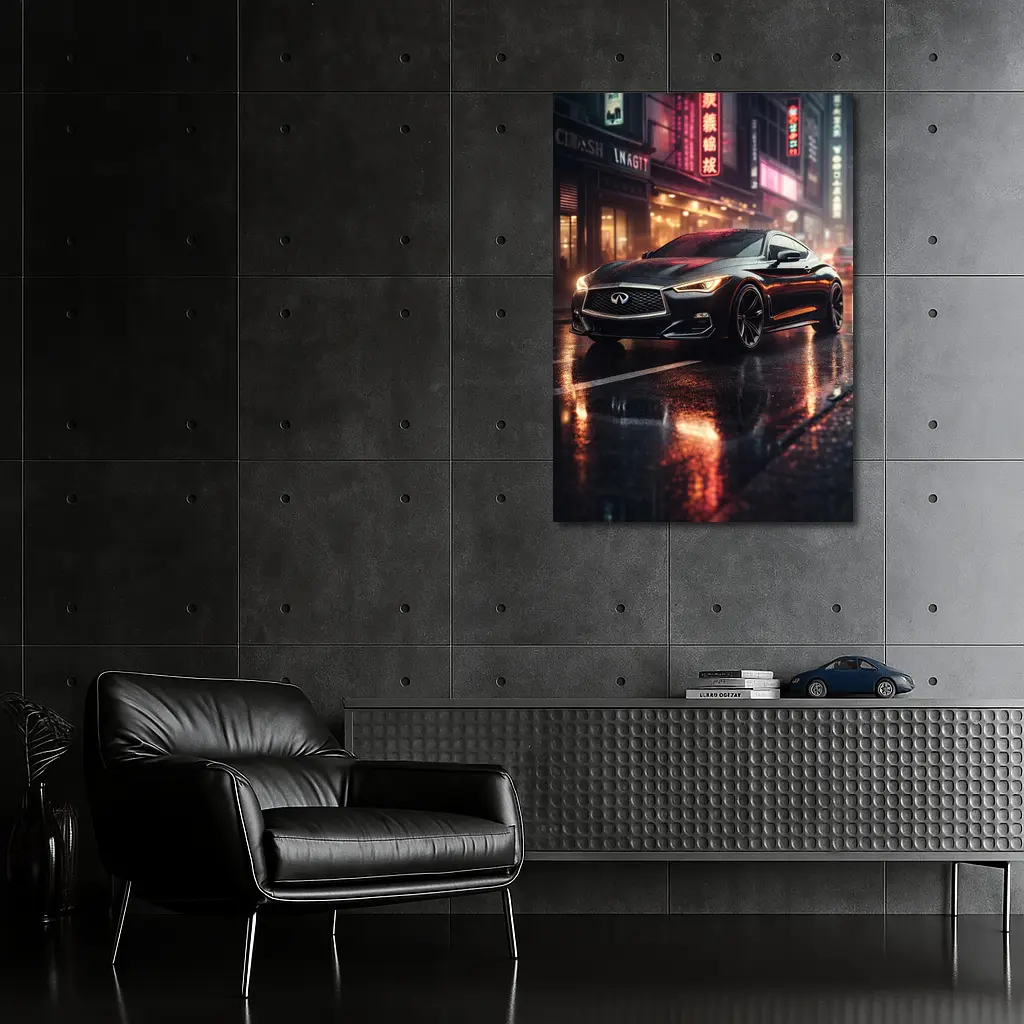 Infiniti Q60 Wet City Street Night – Wall Art