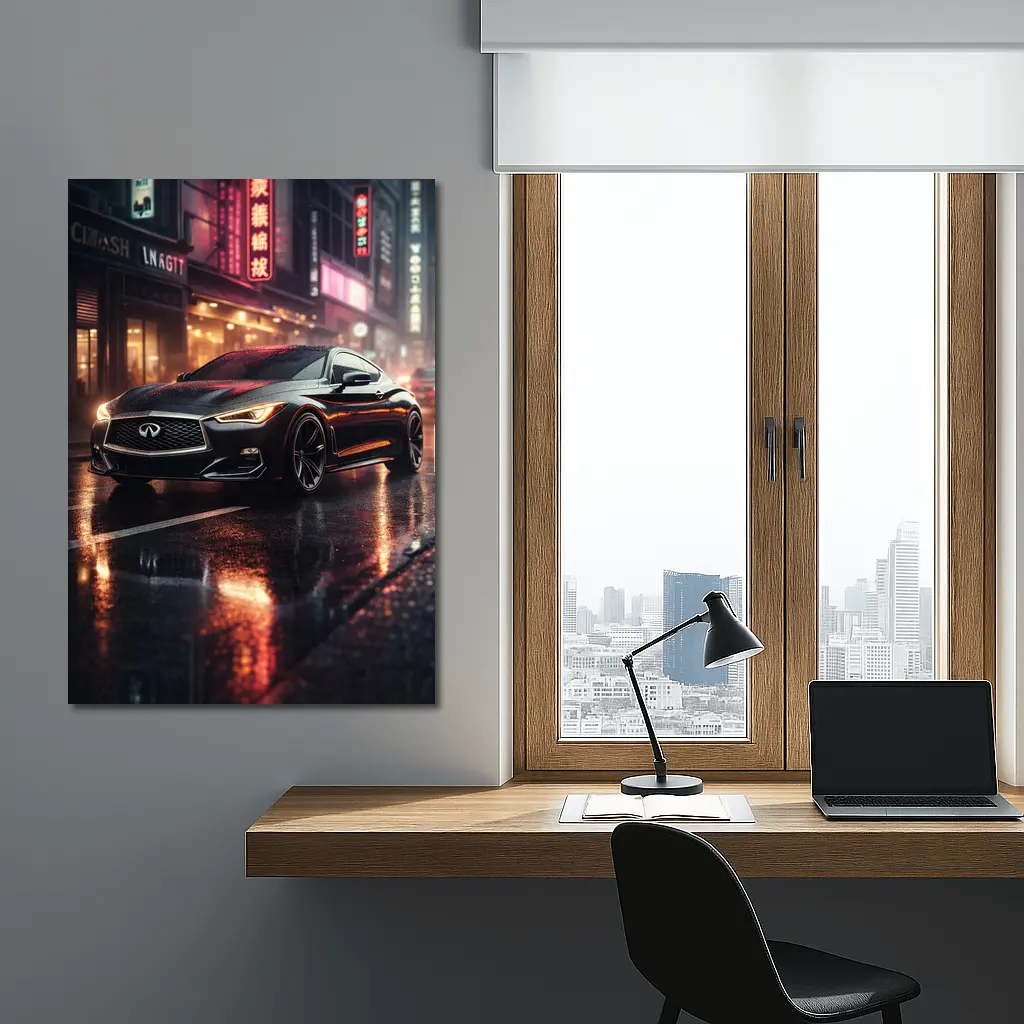Infiniti Q60 Wet City Street Night – Wall Art