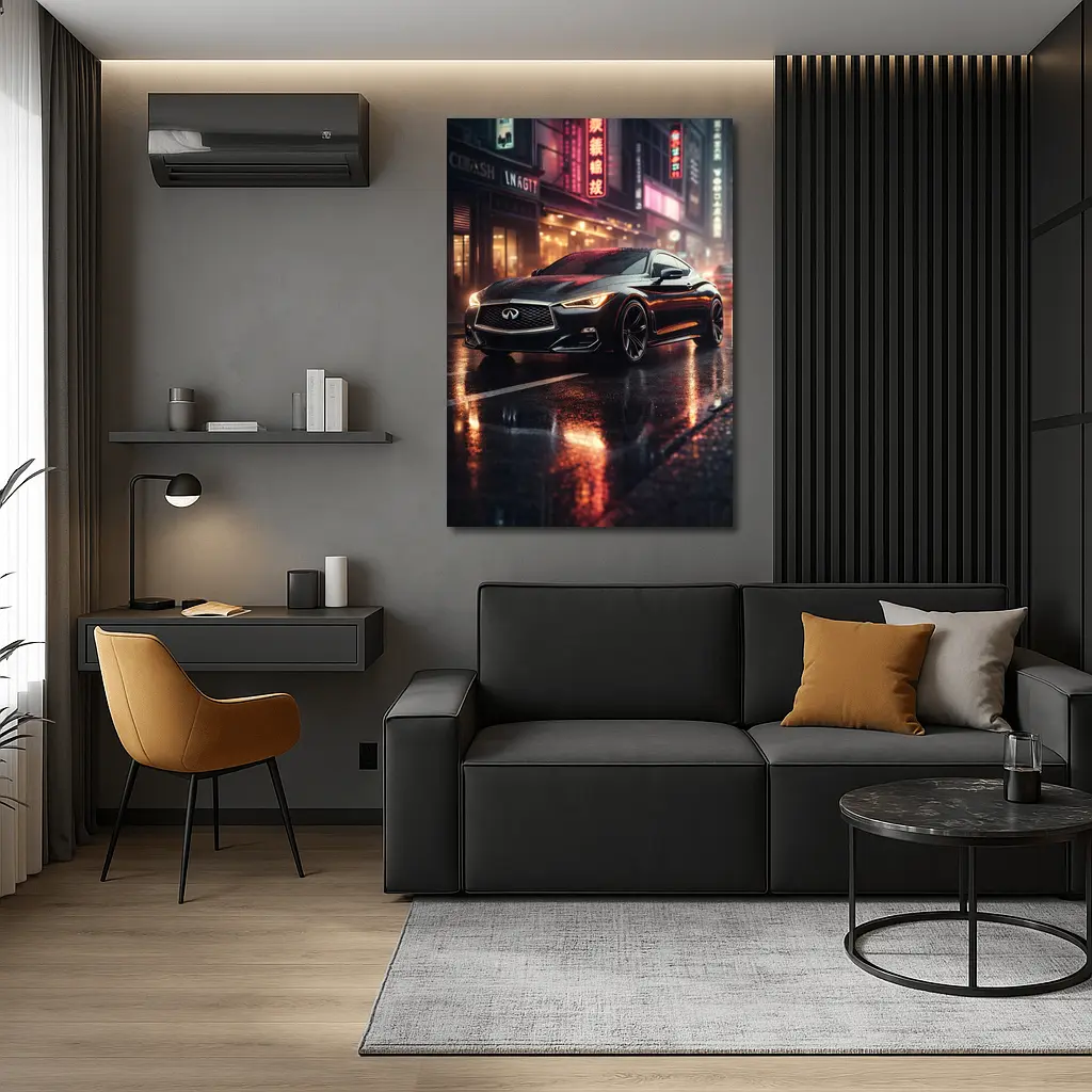 Infiniti Q60 Wet City Street Night – Wall Art