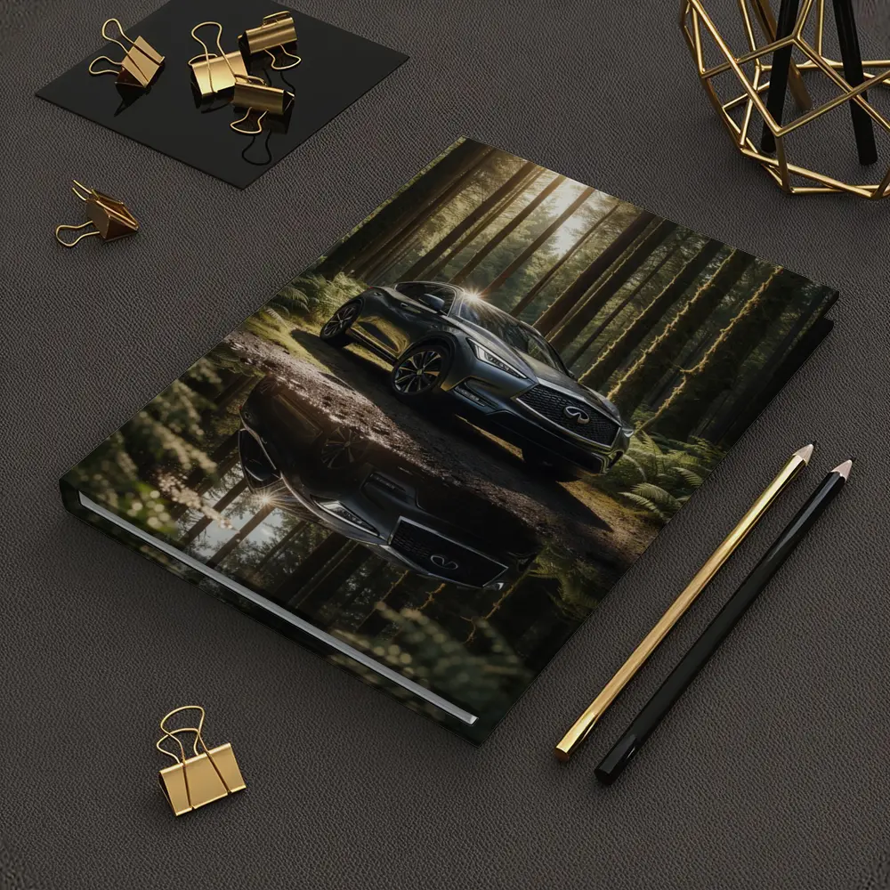 Infiniti QX50 Parked In Sunlit Forest – Notebooks
