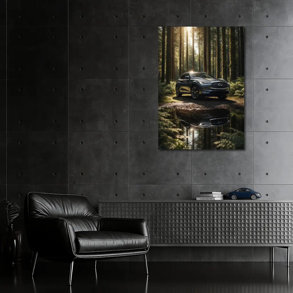 Infiniti QX50 Parked In Sunlit Forest – Wall Art