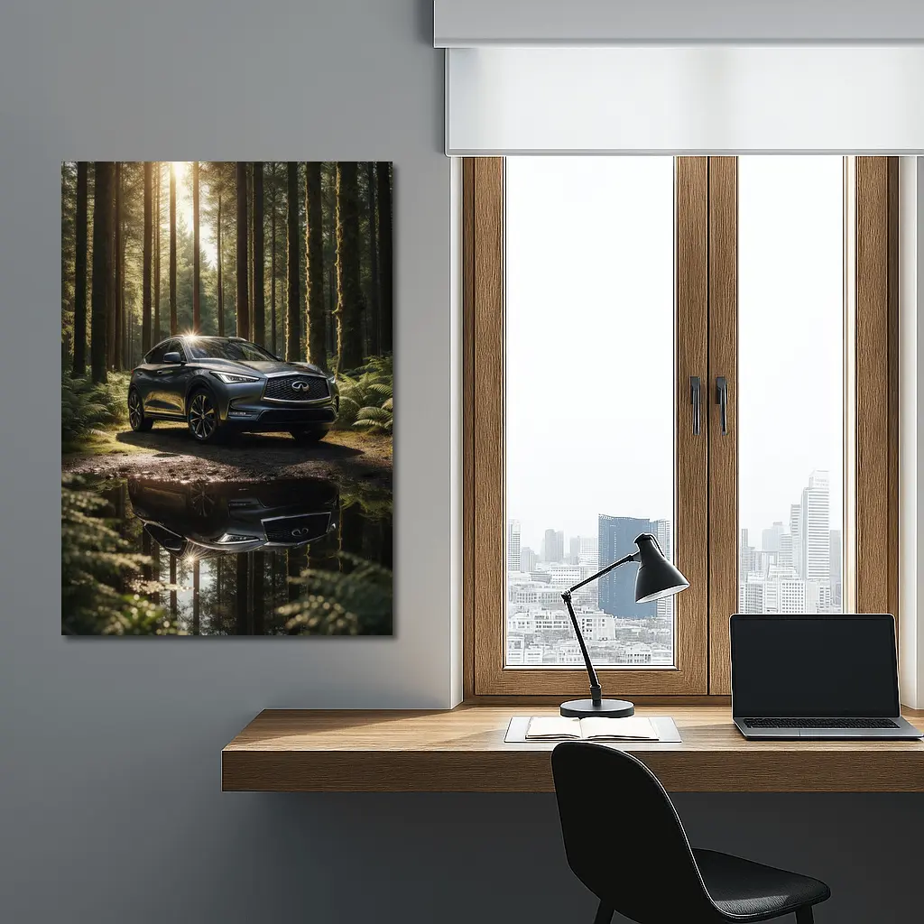 Infiniti QX50 Parked In Sunlit Forest – Wall Art