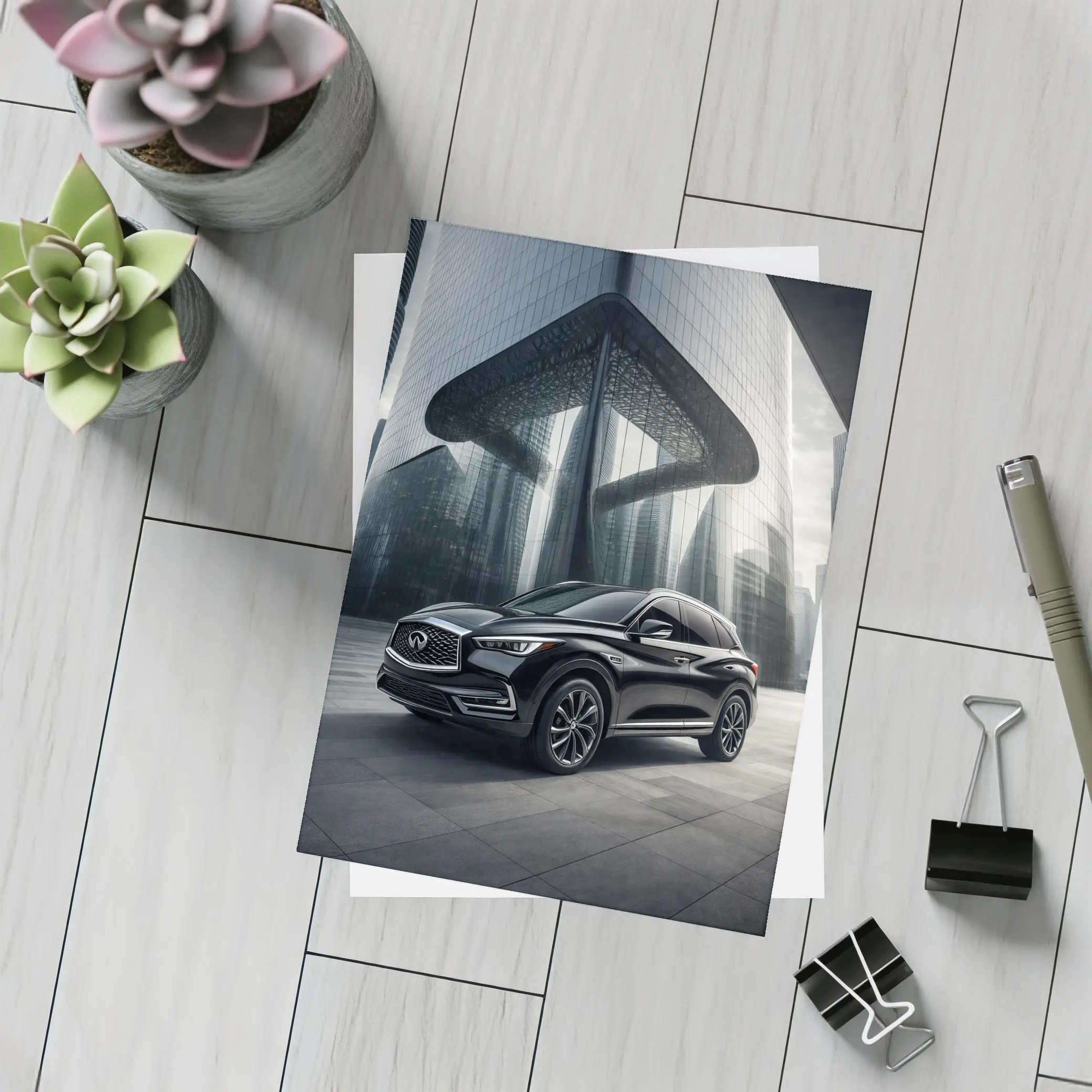 Infiniti QX60 Black SUV Futuristic City – Postcards