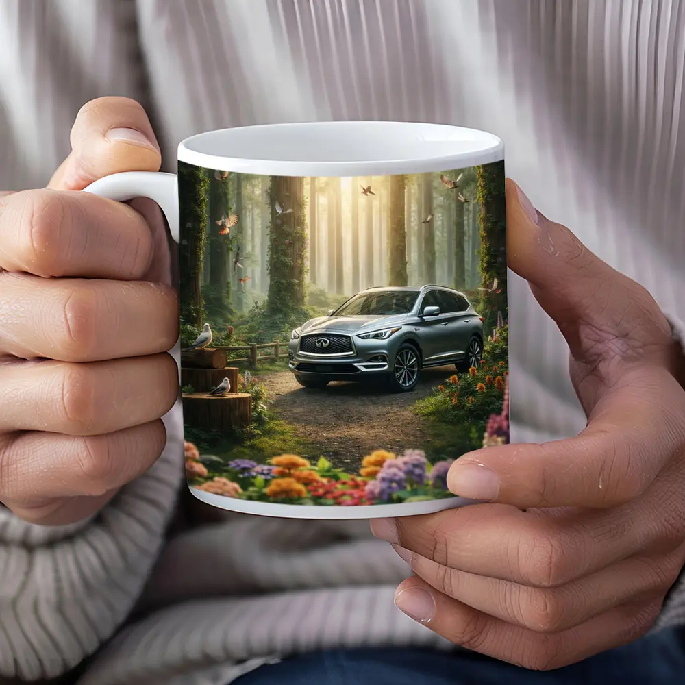 Infiniti QX60 Silver SUV Forest Setting – Mugs