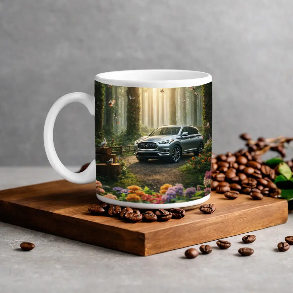 Infiniti QX60 Silver SUV Forest Setting – Mugs
