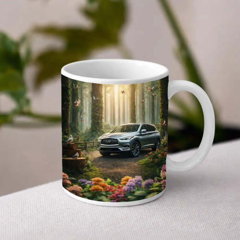 Infiniti QX60 Silver SUV Forest Setting – Mugs