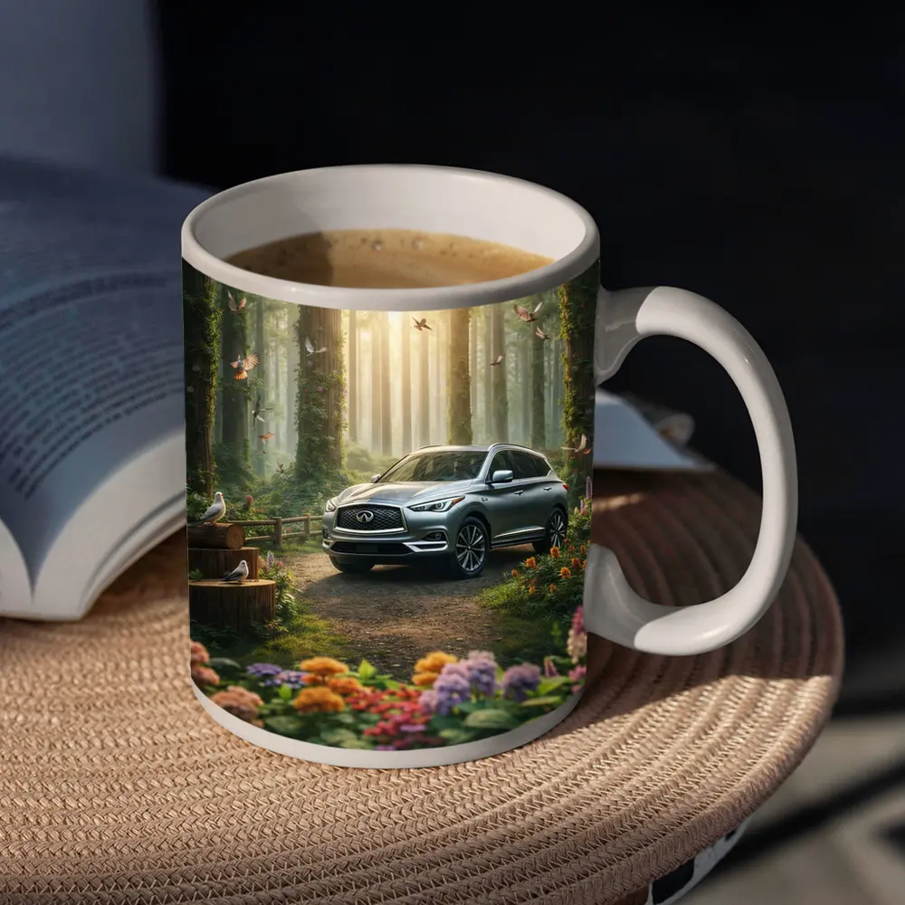 Infiniti QX60 Silver SUV Forest Setting – Mugs