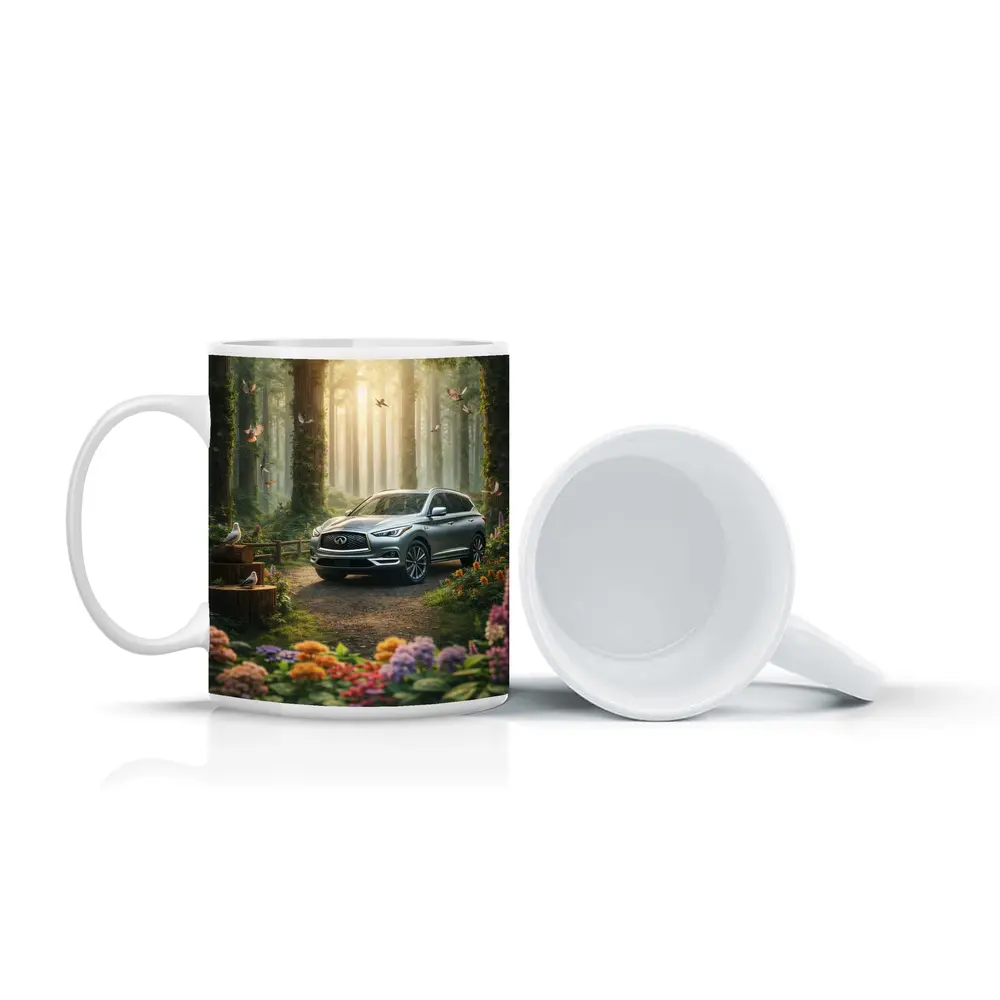 Infiniti QX60 Silver SUV Forest Setting – Mugs