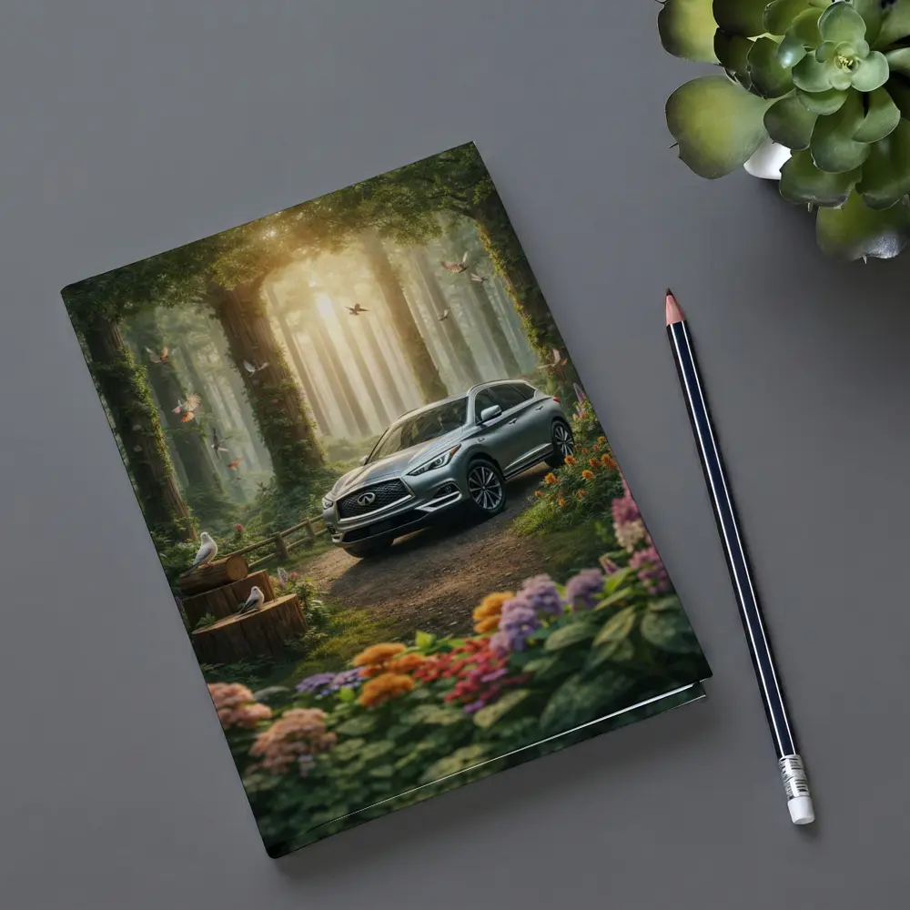 Infiniti QX60 Silver SUV Forest Setting – Notebooks