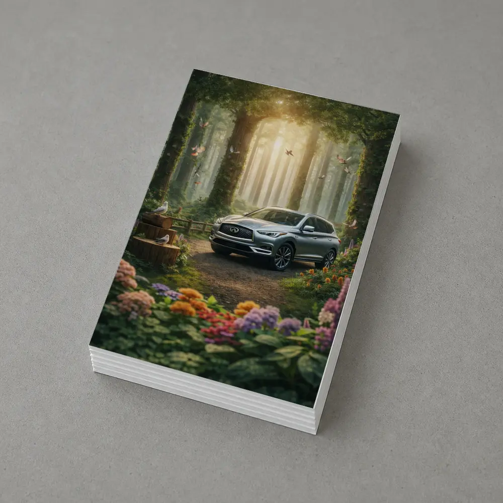 Infiniti QX60 Silver SUV Forest Setting – Postcards