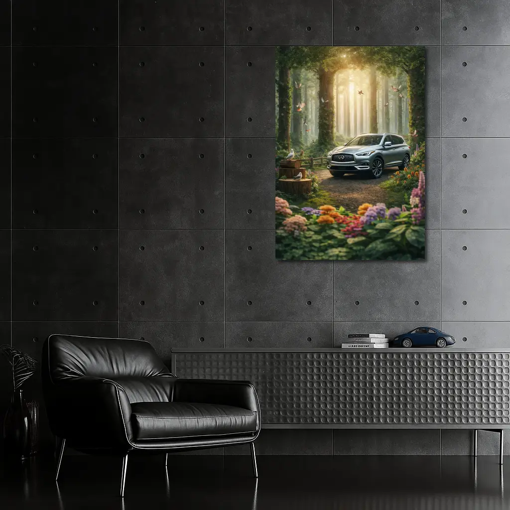 Infiniti QX60 Silver SUV Forest Setting – Wall Art