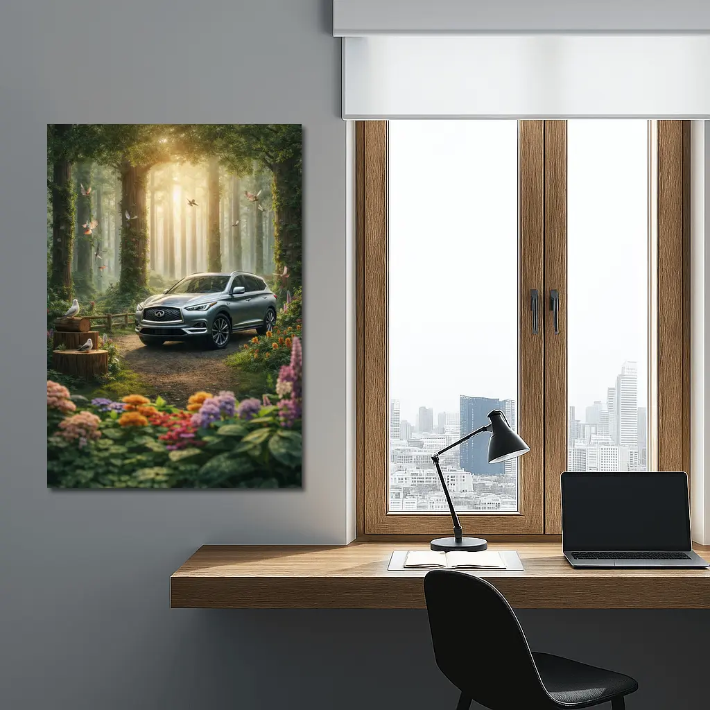 Infiniti QX60 Silver SUV Forest Setting – Wall Art