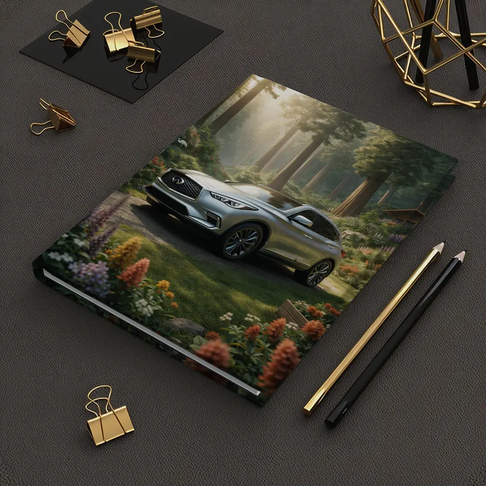Infiniti QX50 Silver SUV Forest Garden Setting – Notebooks