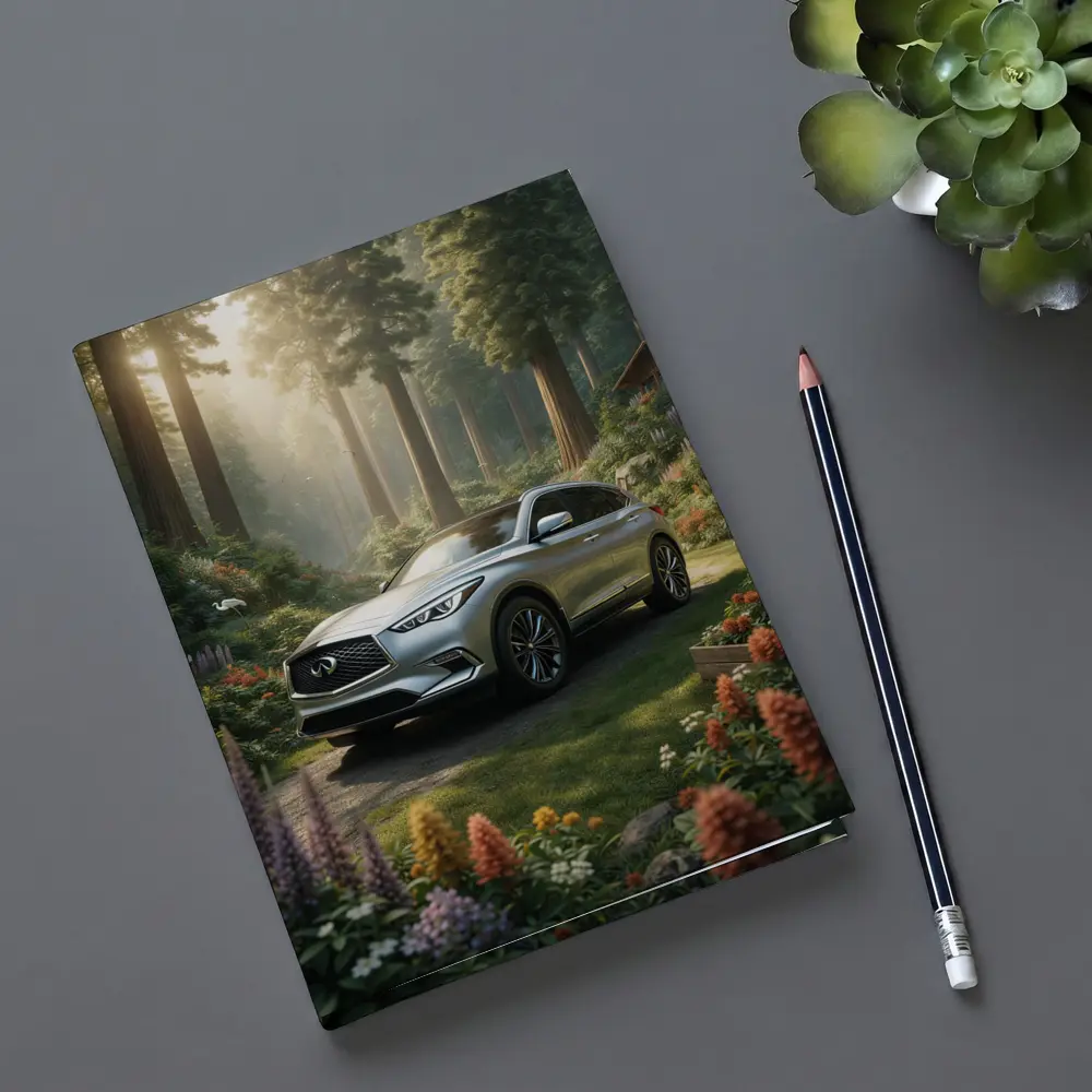 Infiniti QX50 Silver SUV Forest Garden Setting – Notebooks