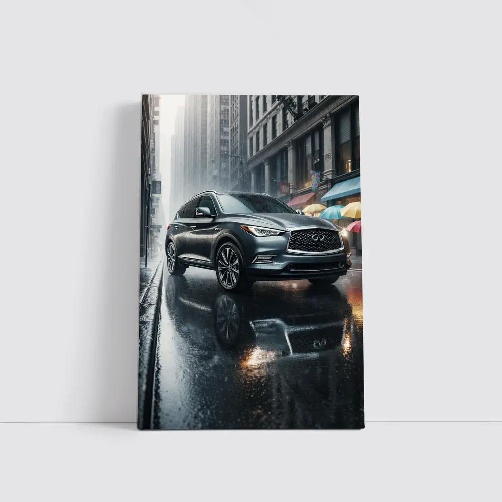 Infiniti QX60 Rainy City Street Scene – Wall Art