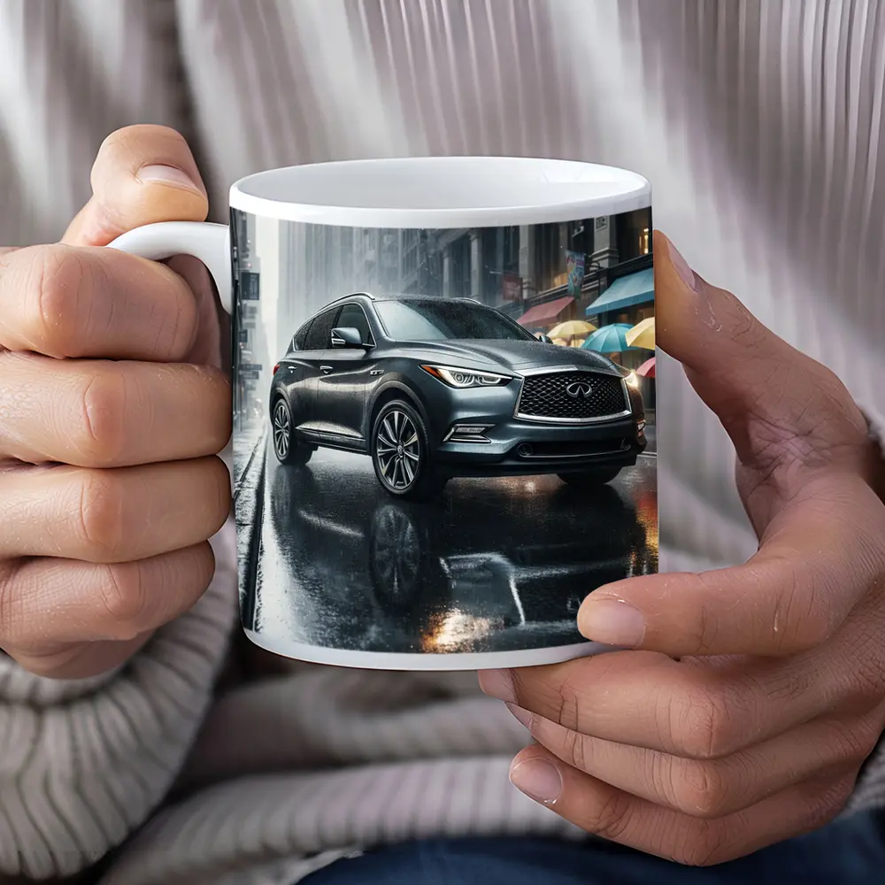 Infiniti QX60 Rainy City Street Scene – Mugs