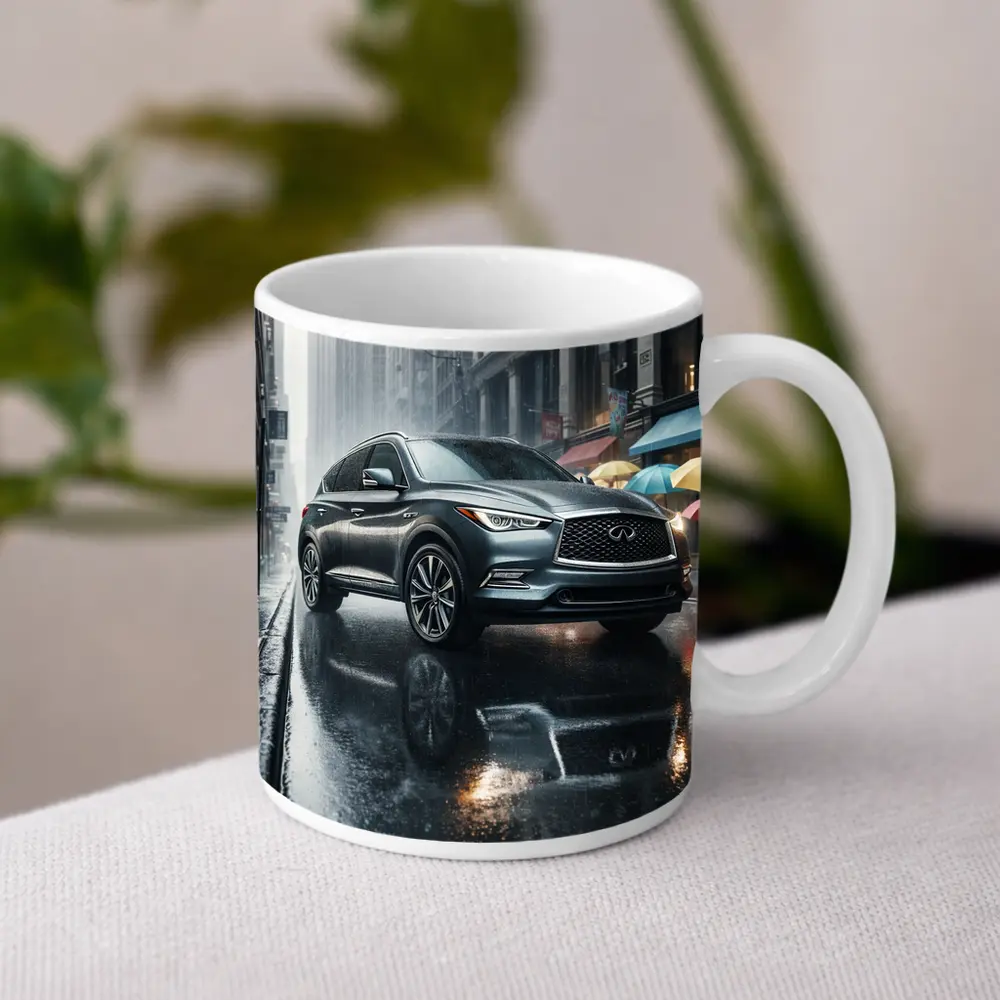 Infiniti QX60 Rainy City Street Scene – Mugs
