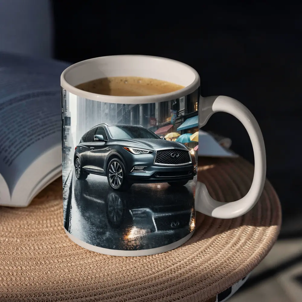 Infiniti QX60 Rainy City Street Scene – Mugs