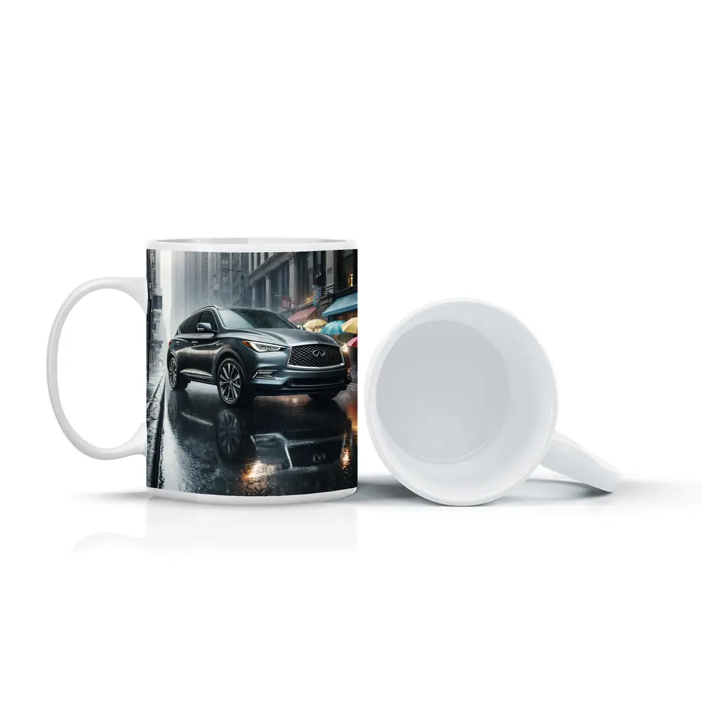 Infiniti QX60 Rainy City Street Scene – Mugs