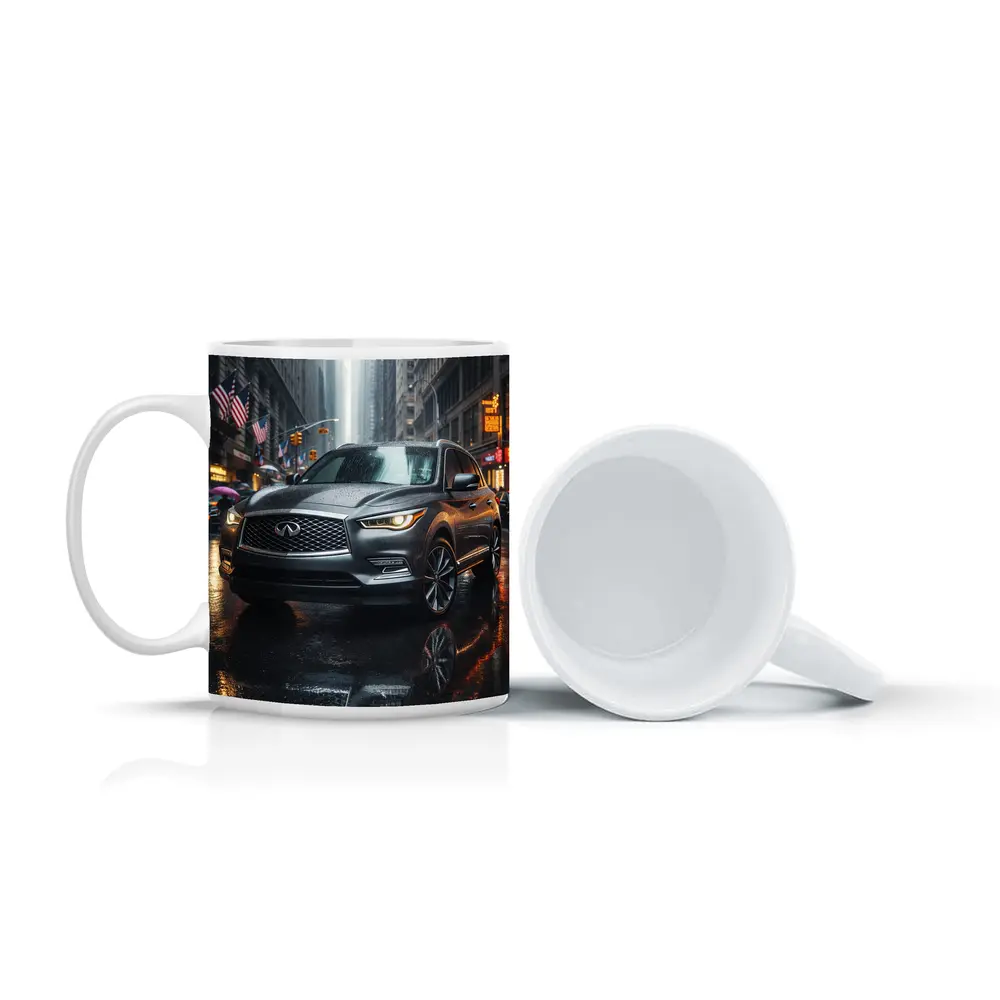 Infiniti QX60 SUV Rainy City Street – Mugs