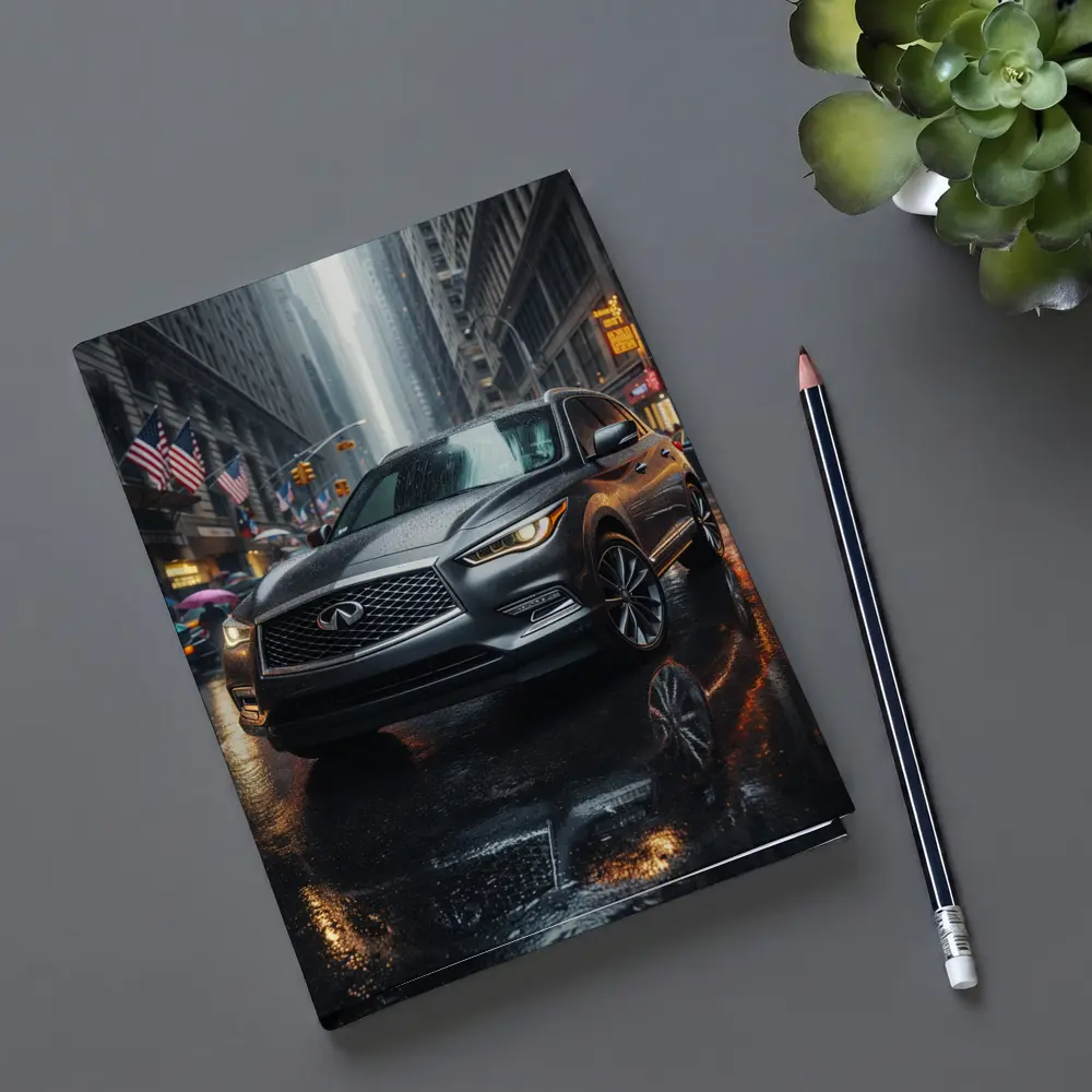 Infiniti QX60 SUV Rainy City Street – Notebooks