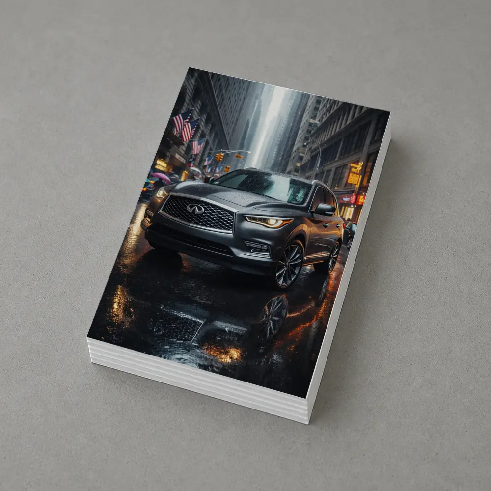 Infiniti QX60 SUV Rainy City Street – Postcards