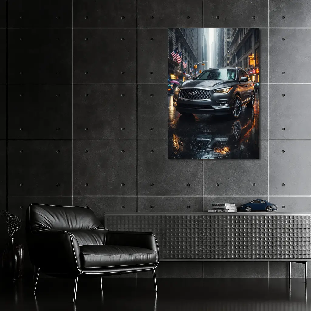Infiniti QX60 SUV Rainy City Street – Wall Art