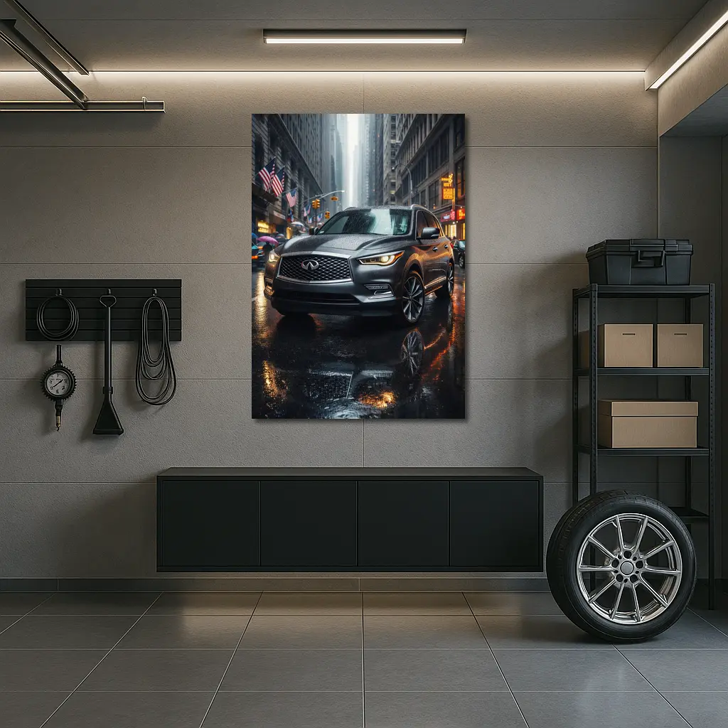 Infiniti QX60 SUV Rainy City Street – Wall Art