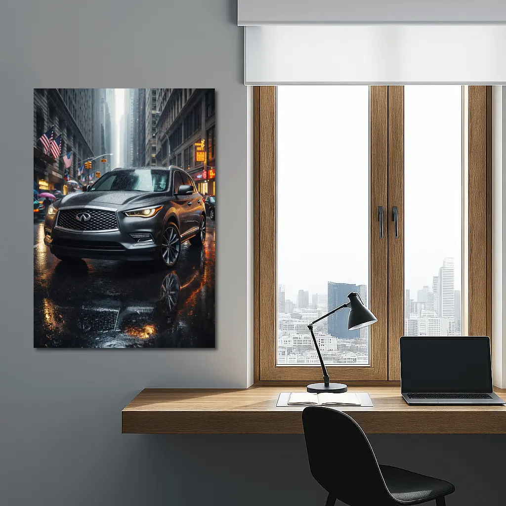 Infiniti QX60 SUV Rainy City Street – Wall Art