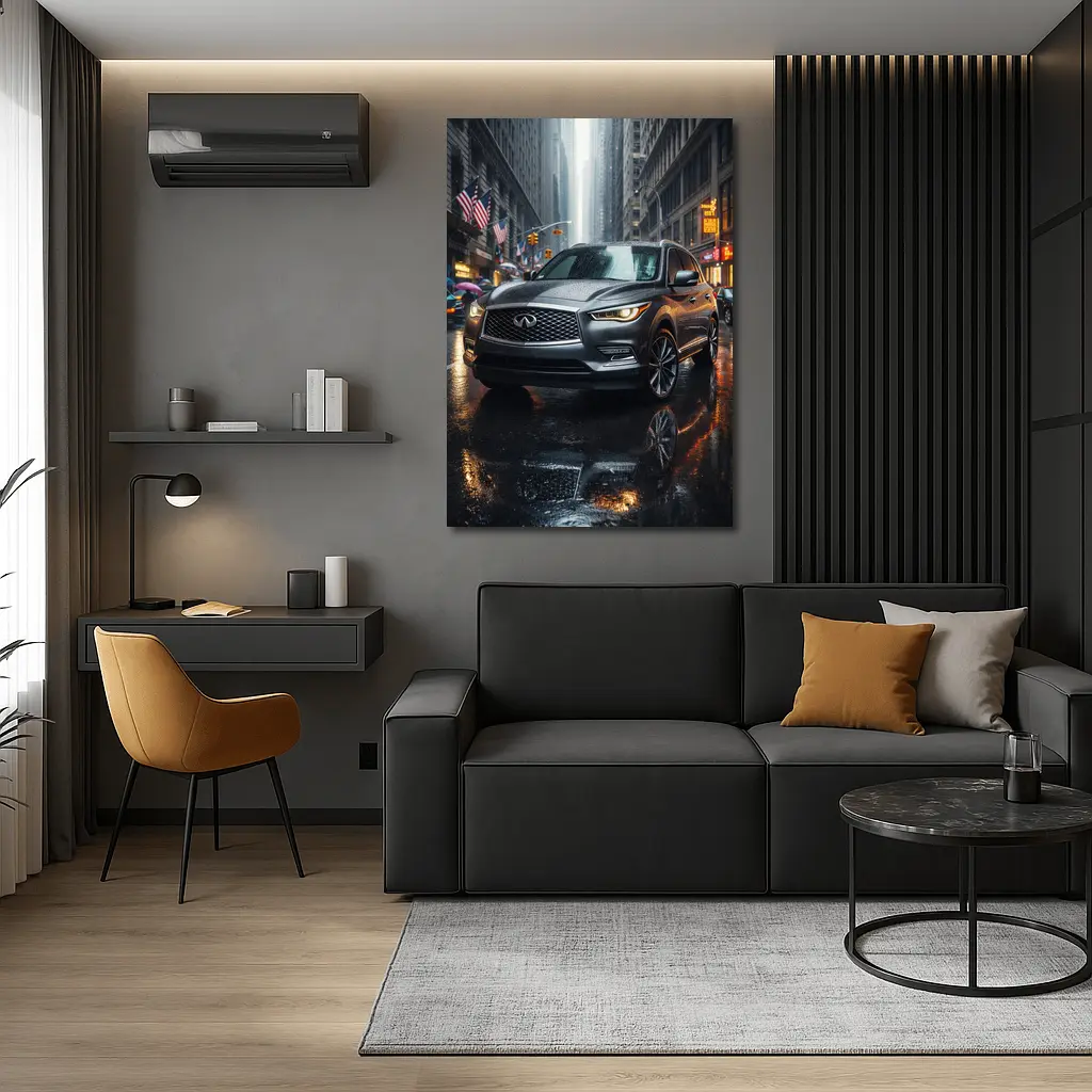Infiniti QX60 SUV Rainy City Street – Wall Art