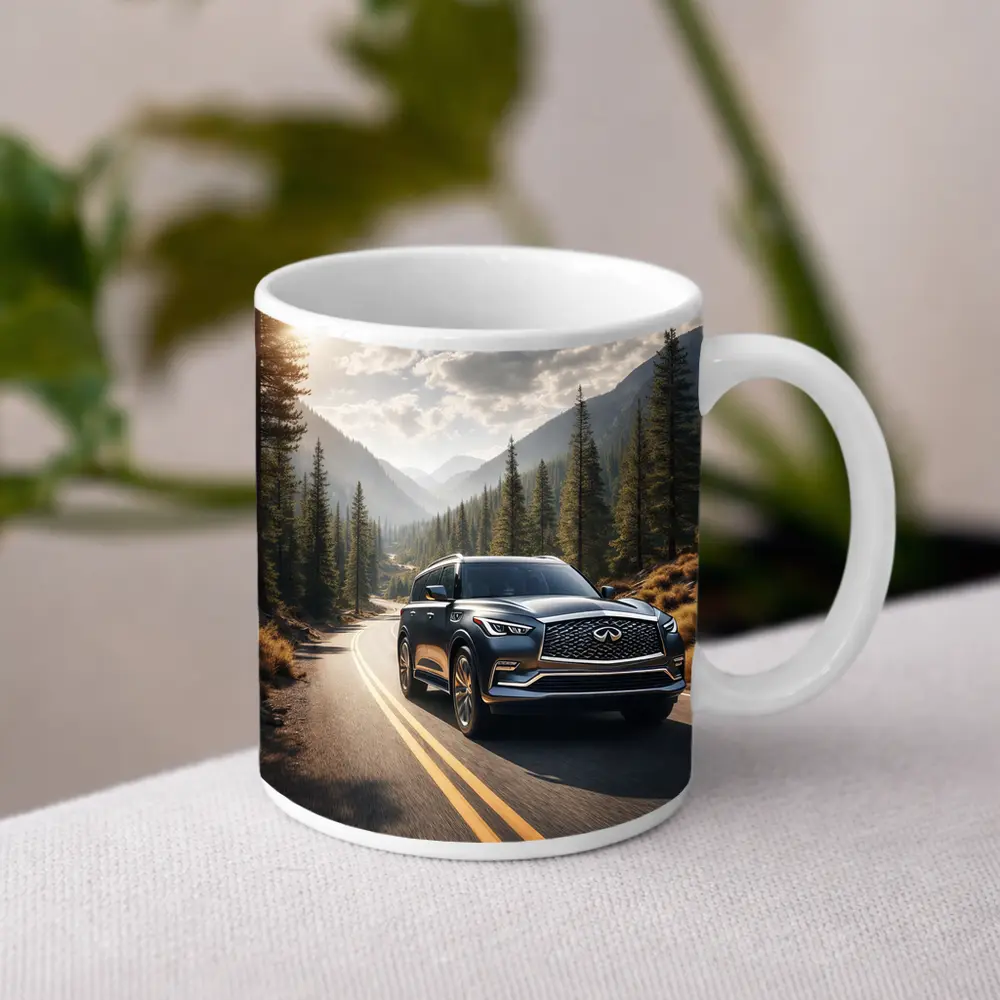 Infiniti QX80 SUV Mountain Forest Road – Mugs