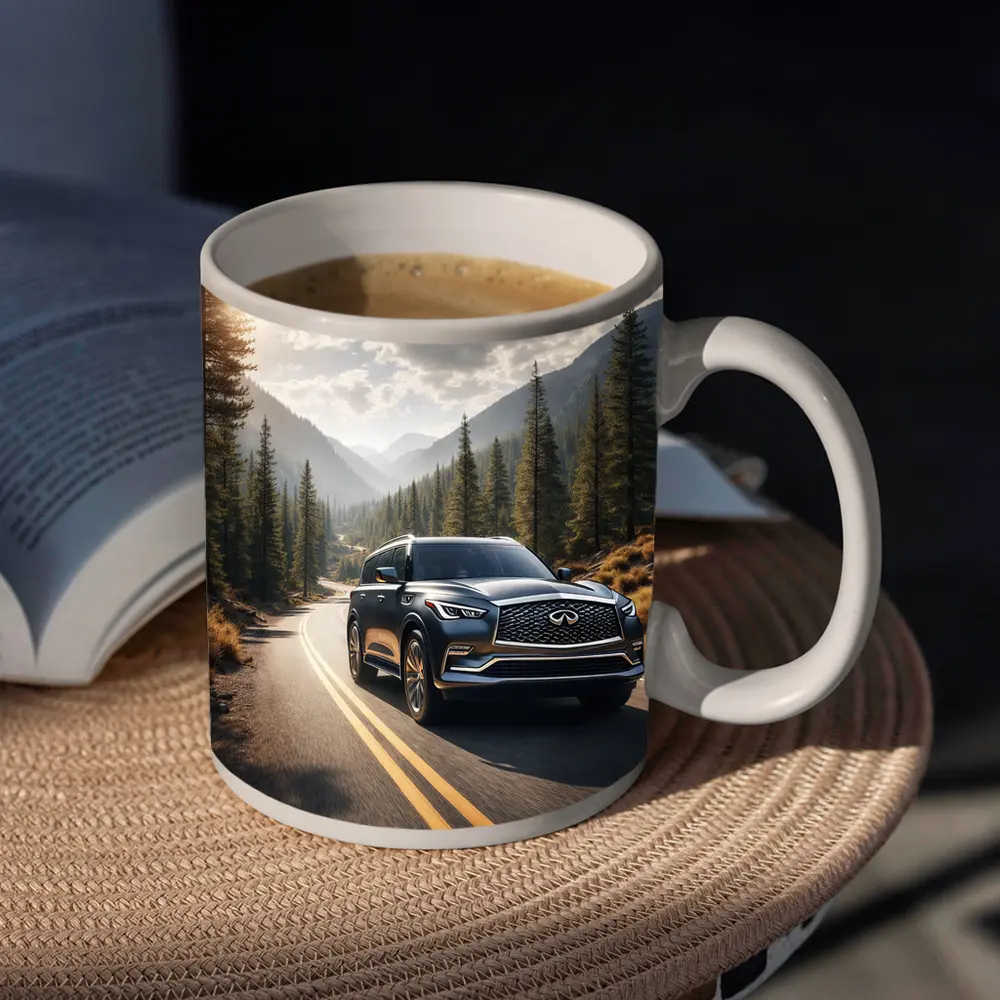 Infiniti QX80 SUV Mountain Forest Road – Mugs
