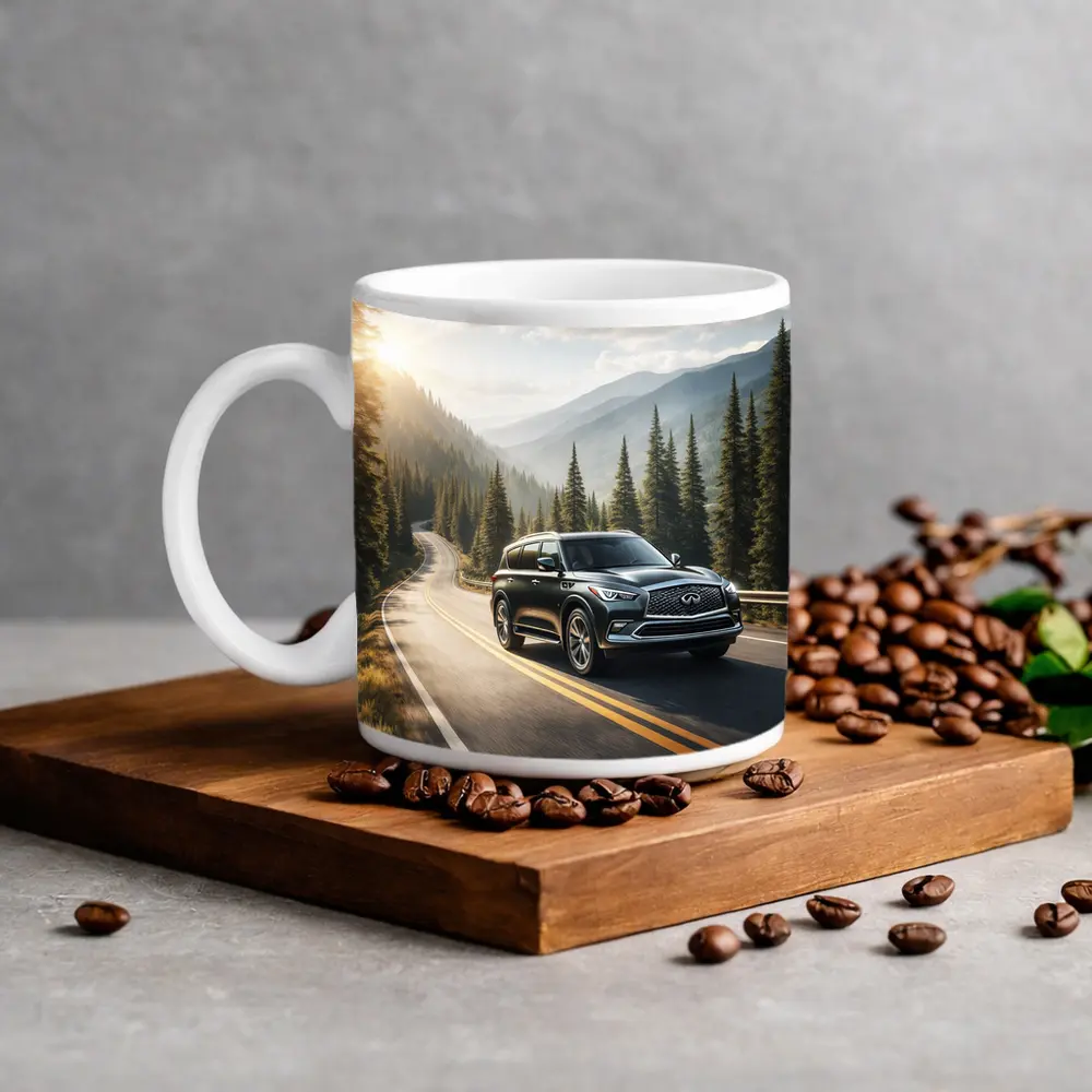 Infiniti QX80 SUV Mountain Forest Road – Mugs