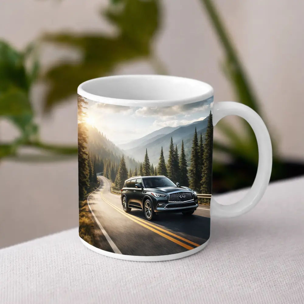 Infiniti QX80 SUV Mountain Forest Road – Mugs