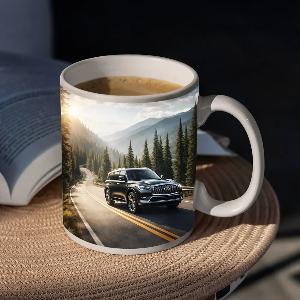 Infiniti QX80 SUV Mountain Forest Road – Mugs