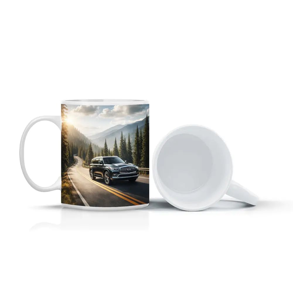 Infiniti QX80 SUV Mountain Forest Road – Mugs