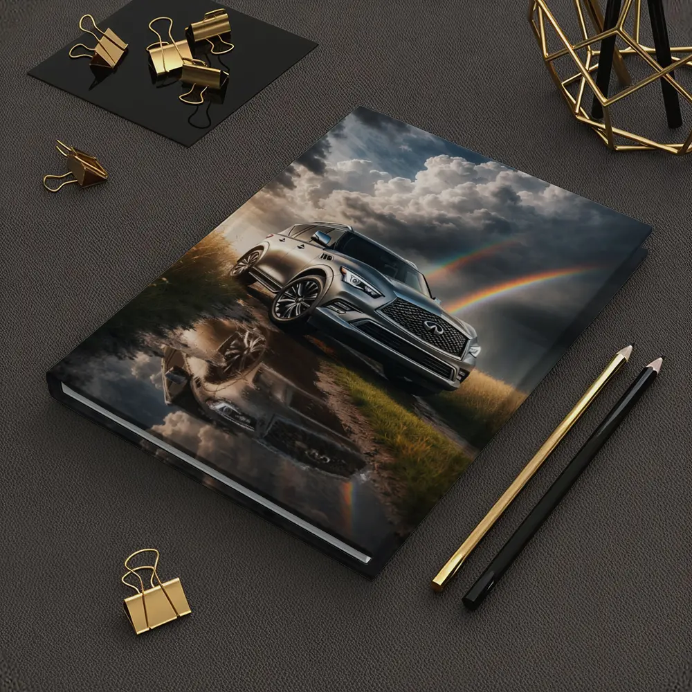Infiniti QX80 SUV Under Dramatic Rainbow Skies – Notebooks