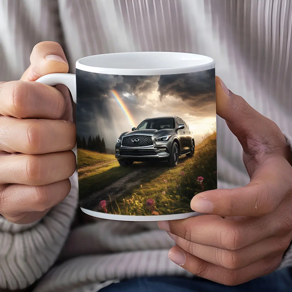 Infiniti QX80 SUV Dramatic Rainbow Meadow – Mugs