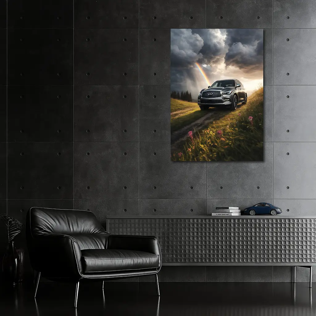 Infiniti QX80 SUV Dramatic Rainbow Meadow – Wall Art