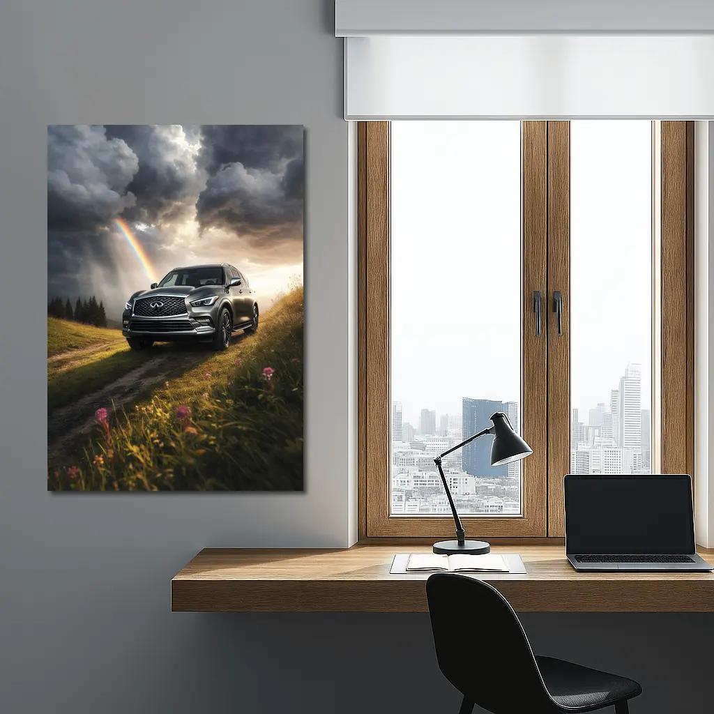 Infiniti QX80 SUV Dramatic Rainbow Meadow – Wall Art