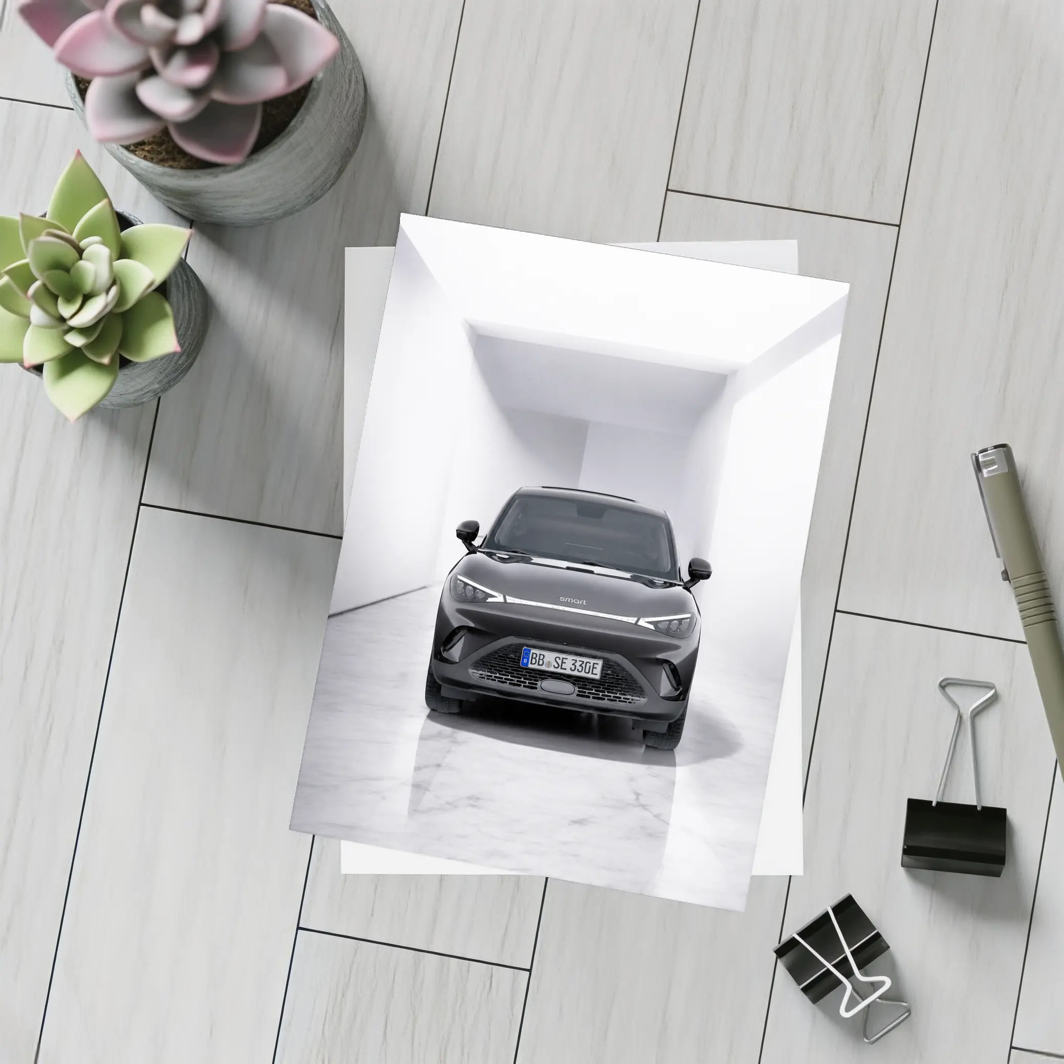 Smart Car Black SUV White Studio – Postcards