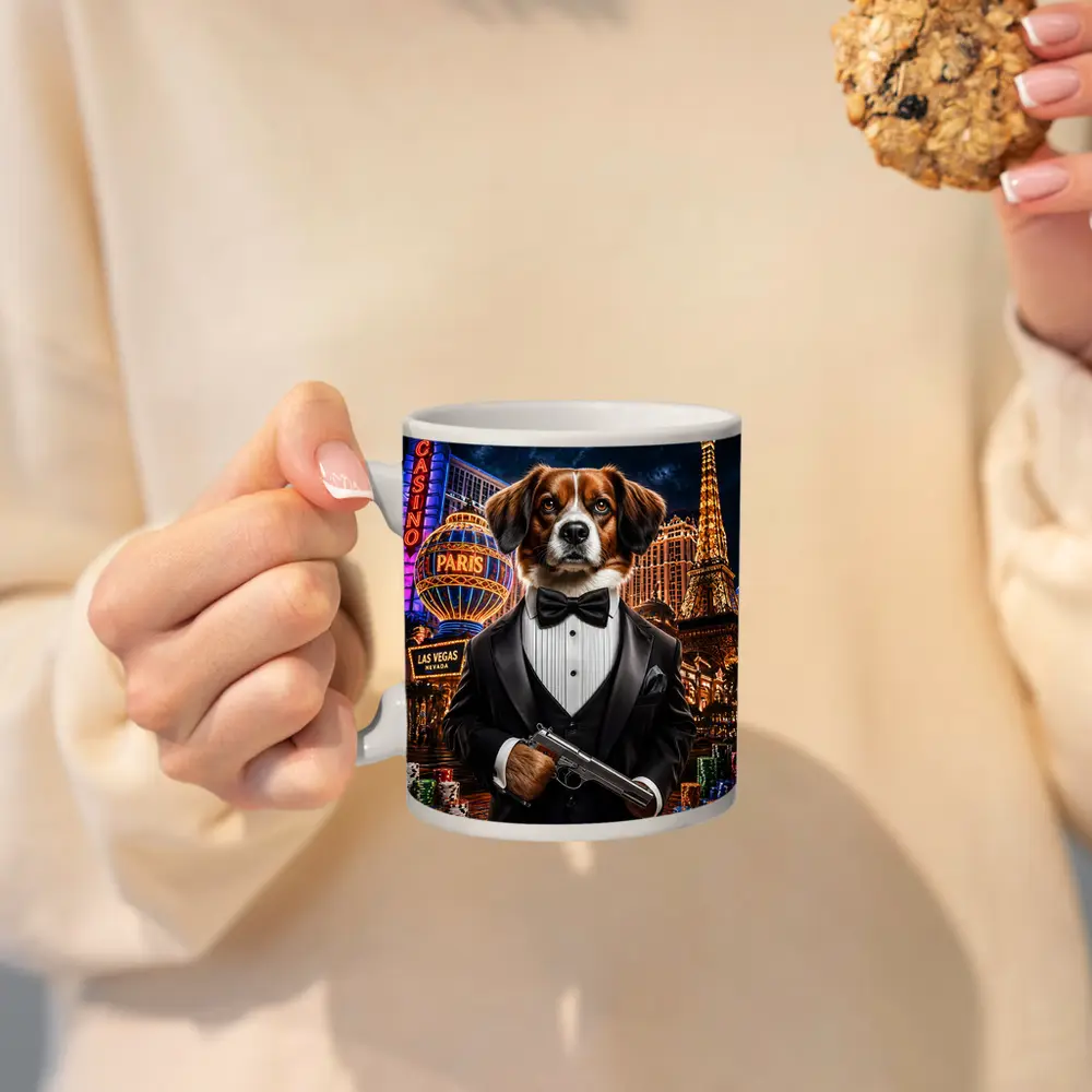 Tuxedo Dog Secret Agent Las Vegas Night – Mugs