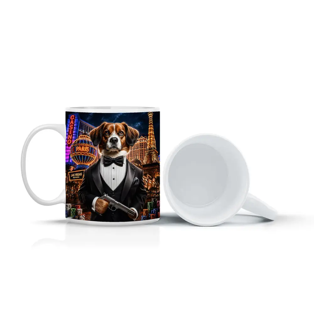 Tuxedo Dog Secret Agent Las Vegas Night – Mugs