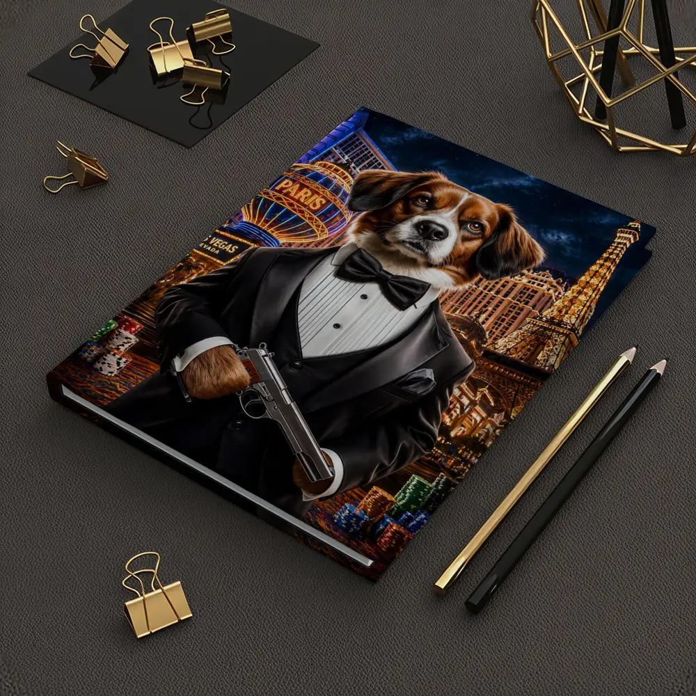 Tuxedo Dog Secret Agent Las Vegas Night – Notebooks